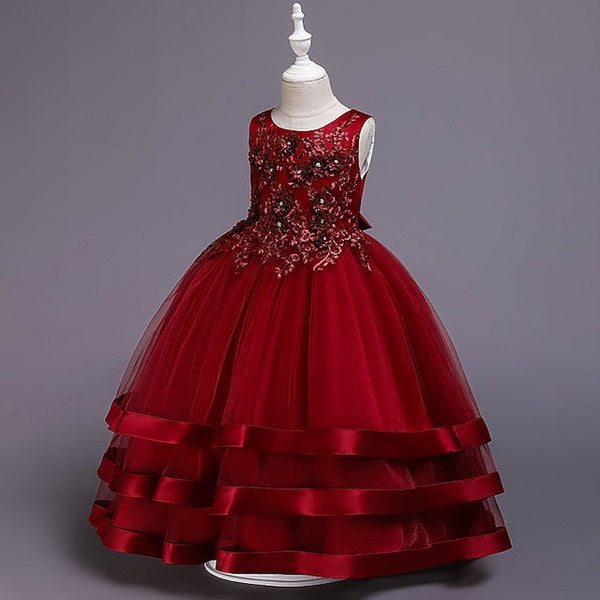 Girls' Wedding Kids Colored Party Dress Solid Sleeveless FashionChic