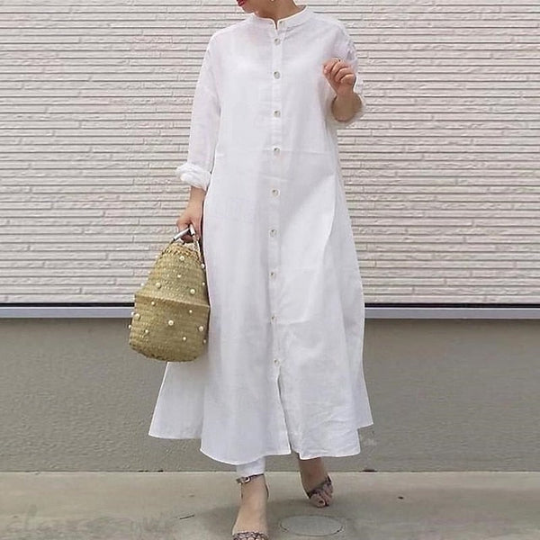 Women's Long Dress Maxi Dress Casual Dress Cotton Linen FashionChic