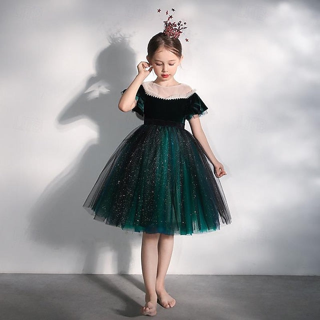 Kids Girls' Girl Party Dress Short Flower Solid Color FashionChic