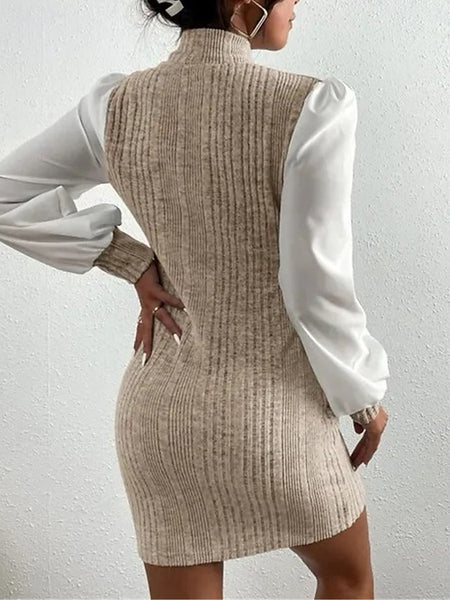 Women's Casual Dress Mini Dress Patchwork Casual Stand