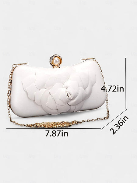Shoes Bridal – Clutch Matching Floral-Embellished White with FashionChic
