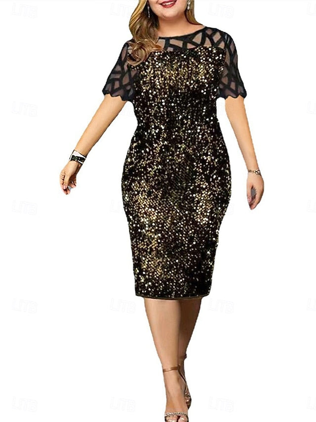Tea the Bride Mother Length of Elegant Dress Neck Crew FashionChic