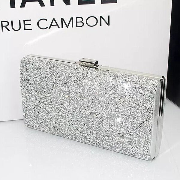 Silver Women's Glitter Clutch FashionChic