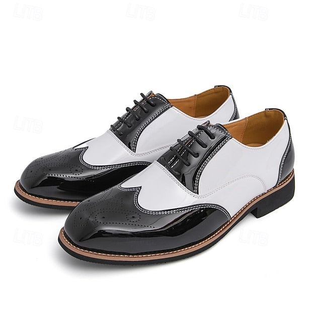 Men's with Gold Black and Leather Patent Shoes Oxford FashionChic