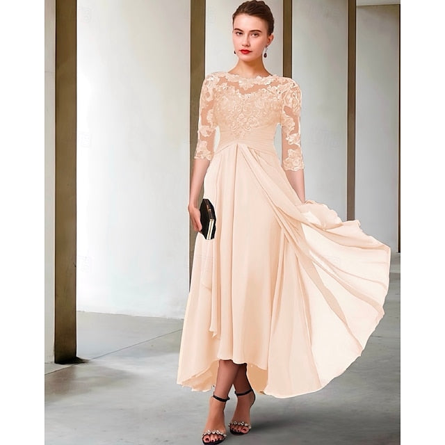 the Wedding of Plus Bride Guest Mother Size Elegant A-Line Dress FashionChic