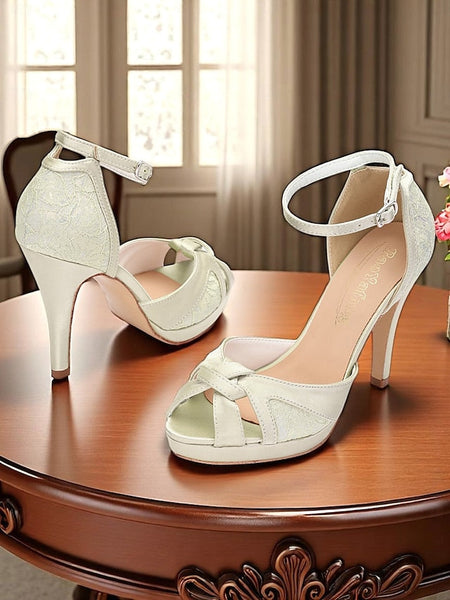 Satin Toe Pink Peep Heel Sandals Women's Elegant with High FashionChic