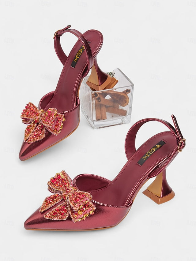 Pointed Metallic Slingback - High Gold Toe Pumps Women's FashionChic