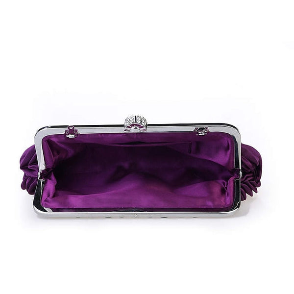 White – Women's Elegant Evening Pleated Satin Clutch FashionChic