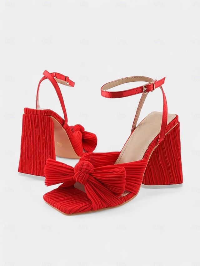 Gold Textured and Knot Heel with Sandals Detail Rose Block FashionChic