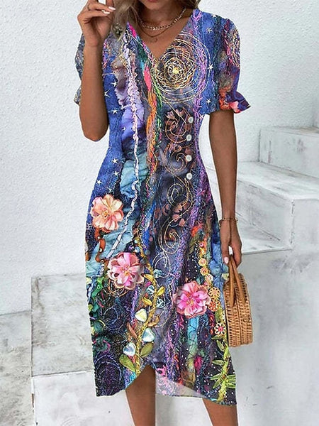 Women's Midi Dress Wrap Dress Elegant Lightweight Puff