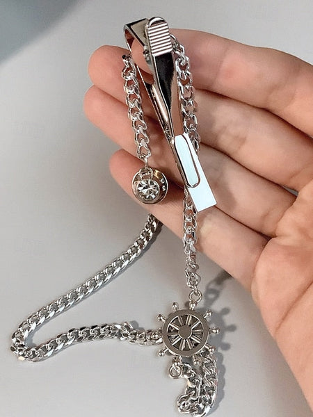 – Ship Silver Nautical with Tie Chain Design Wheel Men's FashionChic