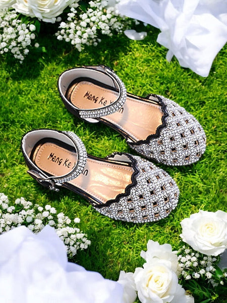 Sparkly Scalloped Jane �?Shoes Mary Girls' Rhinestone FashionChic