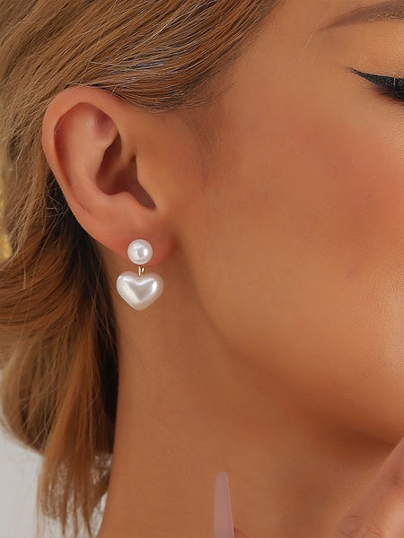 Pearl Heart-Shaped Romantic Earrings Minimalist – Drop Elegant FashionChic