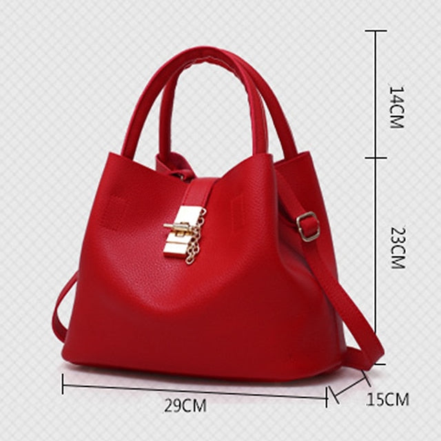 Gold Red Women's Chain with Leather Handbag Lock and Faux FashionChic