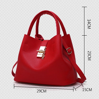 Gold Red Women's Chain with Leather Handbag Lock and Faux FashionChic