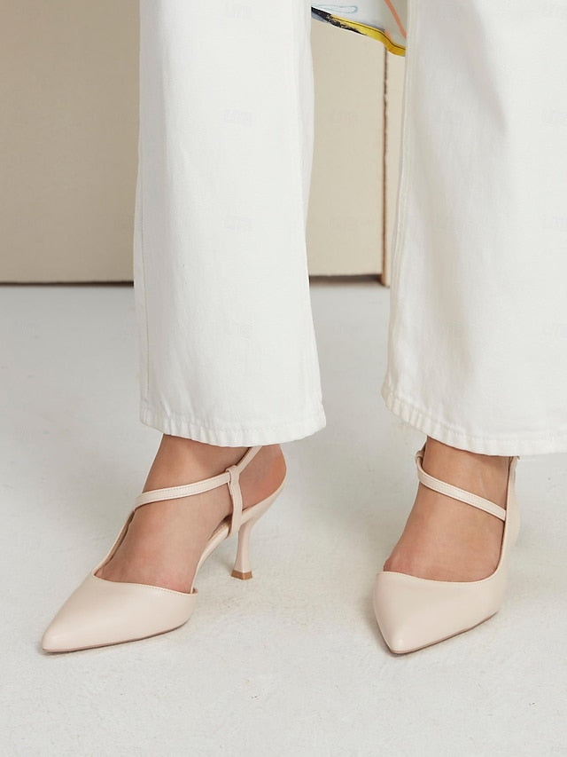 Women's Pumps Kitten Elegant Heel – Slingback Nude FashionChic