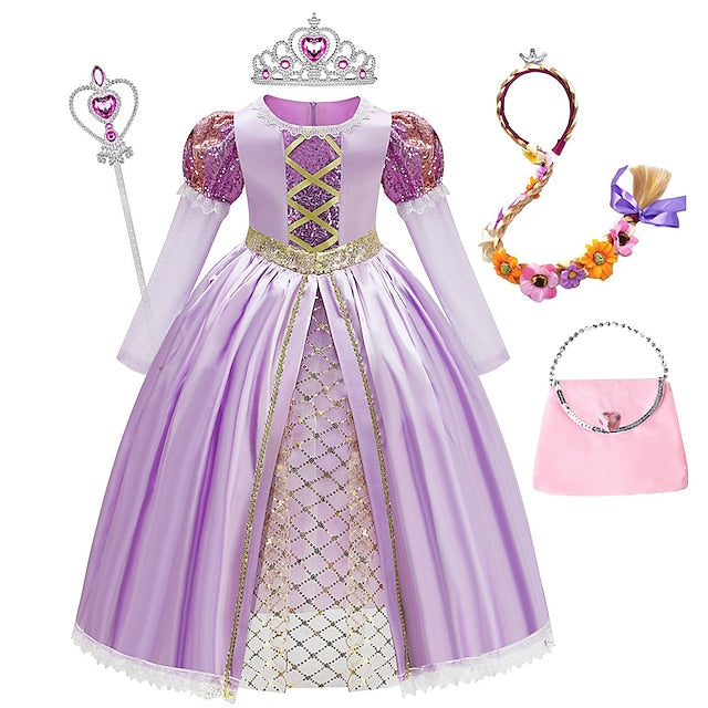 Sofia Rapunzel Dress Girl Fairytale Flower Theme Princess Party FashionChic