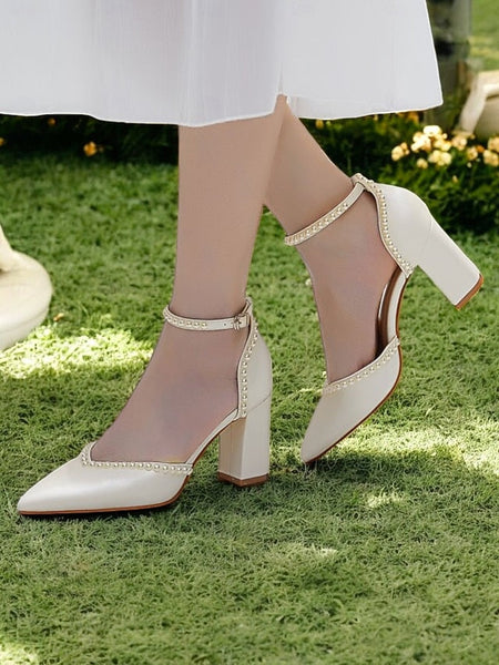 Heels Pearl-Embellished Women's Wedding Elegant FashionChic
