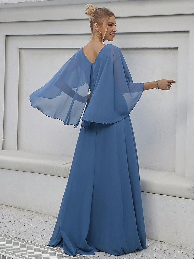 Mother V of Floor the Neck Bride Party Dress Elegant FashionChic