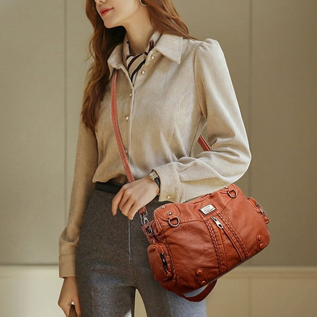 Boston Leather Handbag Shoulder Bag Women's Hobo PU FashionChic