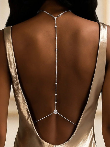 Body Back Crystal Delicate and Drop Chain Women's Pearl FashionChic