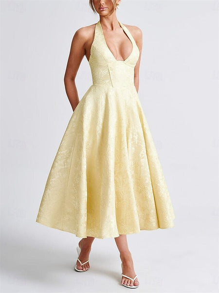 A-LineDress Jacquard Dress Semi Formal Cocktail Dress Wedding