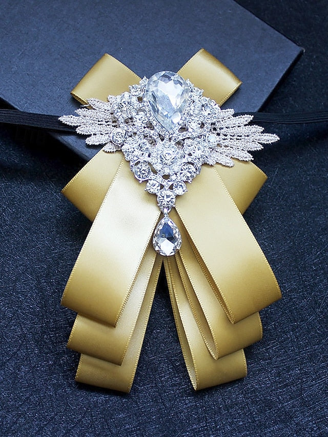 Luxury Brooch Bow Pin Tie Men's Crystal - Elegant Ribbon FashionChic