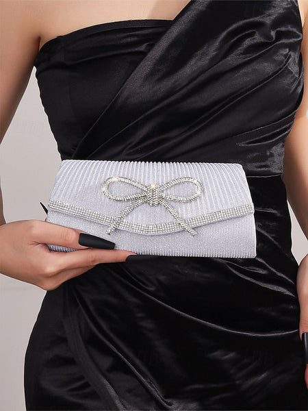 Purse Accent Blue Bow Rhinestone Clutch Glitter with FashionChic