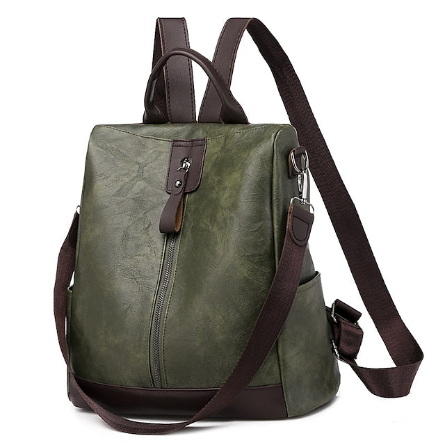 Convertible Backpack Faux Leather Caramel Purse Women's FashionChic