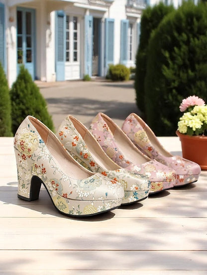 Block Platform Printed – Pumps Floral - Women's Heel FashionChic
