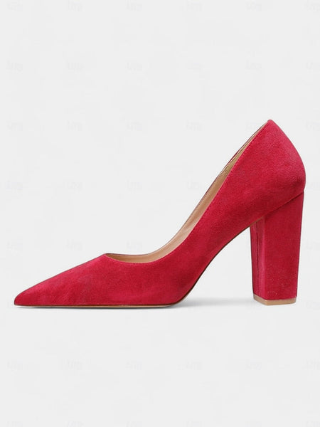 Classic Suede Women's Heel | Block Pointed High Heels Toe FashionChic