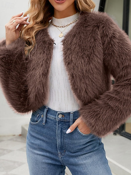 Women's Comfortable Coat Faux Winter Fur Furs Warm FashionChic