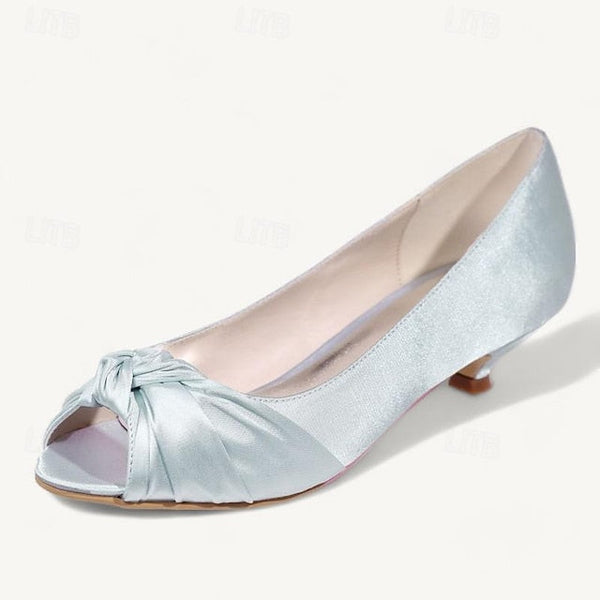 Kitten Satin Elegant Peep-Toe Heels Women's Pink - Blush FashionChic
