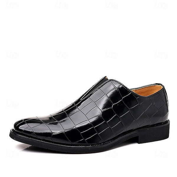 Shoes Pattern Men's Burgundy – Dress Crocodile Slip-On FashionChic