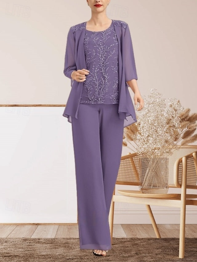 Elegant Mother Piece Pantsuit of Guest Wedding 3 Dress the Bride FashionChic