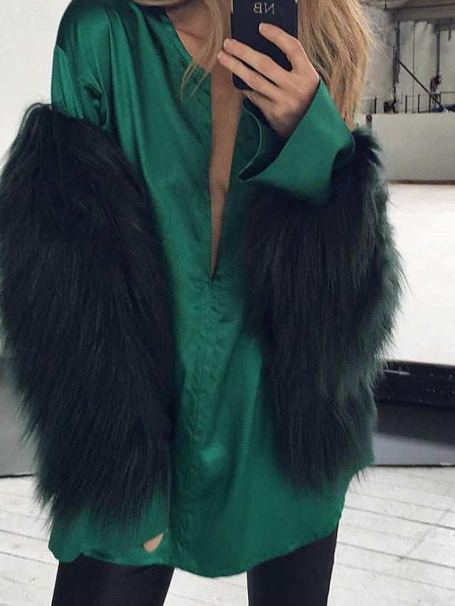 Comfortable Furs Faux Fur Warm Leathers Coat Women's FashionChic