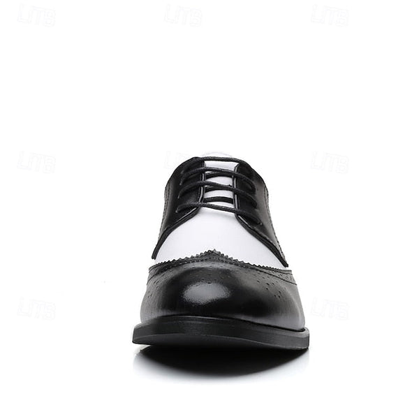 White Dress Brogue Black and with Oxford Shoes Men's FashionChic