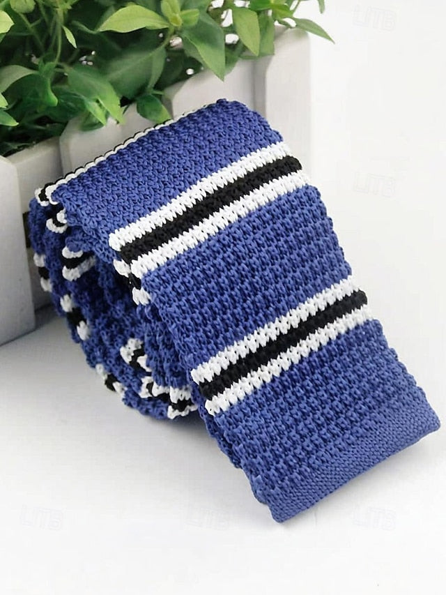 Neck Men's Stylish Christmas Stripe Knit - Tie Woven FashionChic