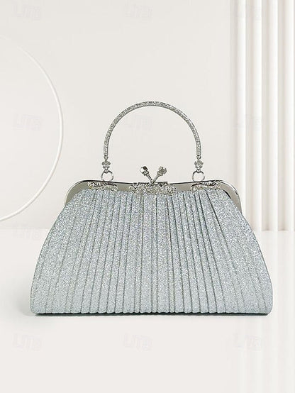 with Pleated Glitter Women's Vintage Clutch Evening Purse FashionChic