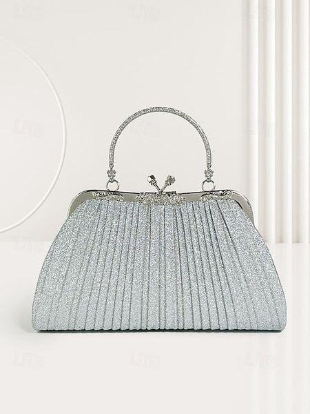with Pleated Glitter Women's Vintage Clutch Evening Purse FashionChic