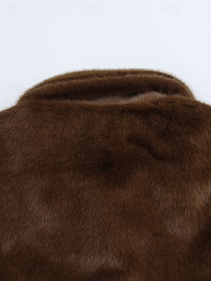Coat Comfortable Faux Teddy Fur Women's Buttons Warm FashionChic
