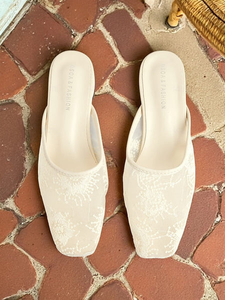 – Flats Women's Mesh Ballet Elegant Lace White Sheer FashionChic