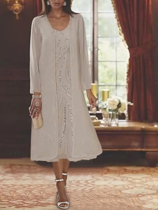 Formal Bride A-Line Piece Two Mother Wedding Beach Dress of the FashionChic