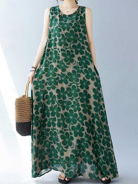 Women's Maxi Dress Cotton Blend Casual Dress Swing Dress FashionChic