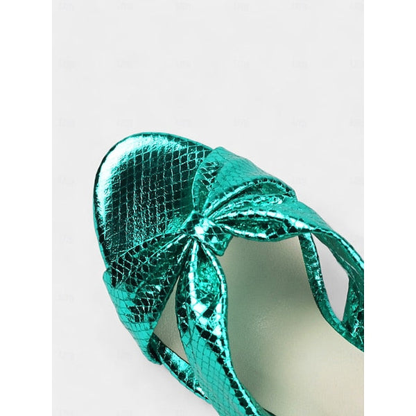 Bridal – Mules Pink Bow with Women's Design Metallic FashionChic