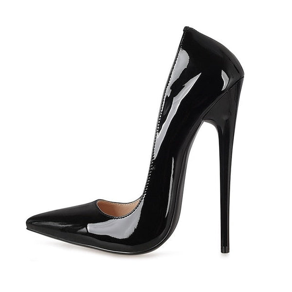- Leather Sexy Stiletto Black Women's High Heels Patent FashionChic