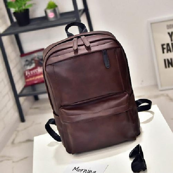 with Leather Backpack Black Faux Front Zipper Men's Pocket FashionChic