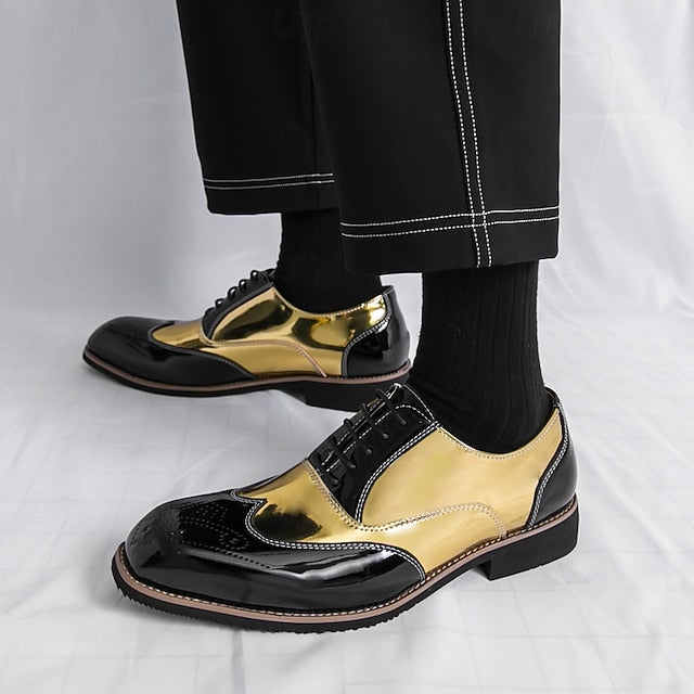 Patent Gold Oxford and Men's Black Leather with Shoes FashionChic