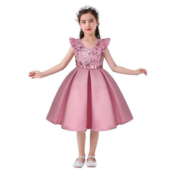 Dress Formal Sleeveless Solid Girls' Color Kids Party FashionChic