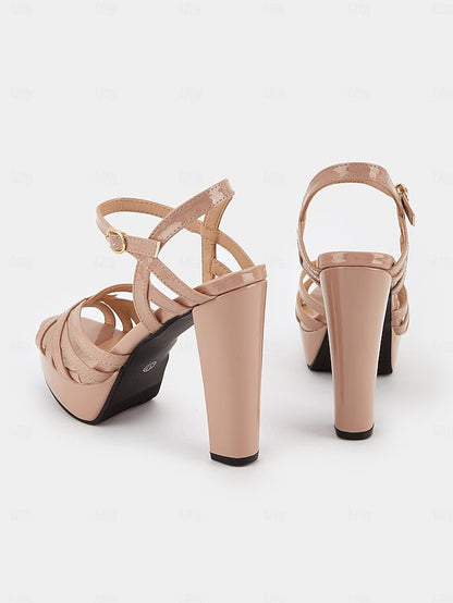Sandals Women Heel Strappy – Platform Nude High for FashionChic
